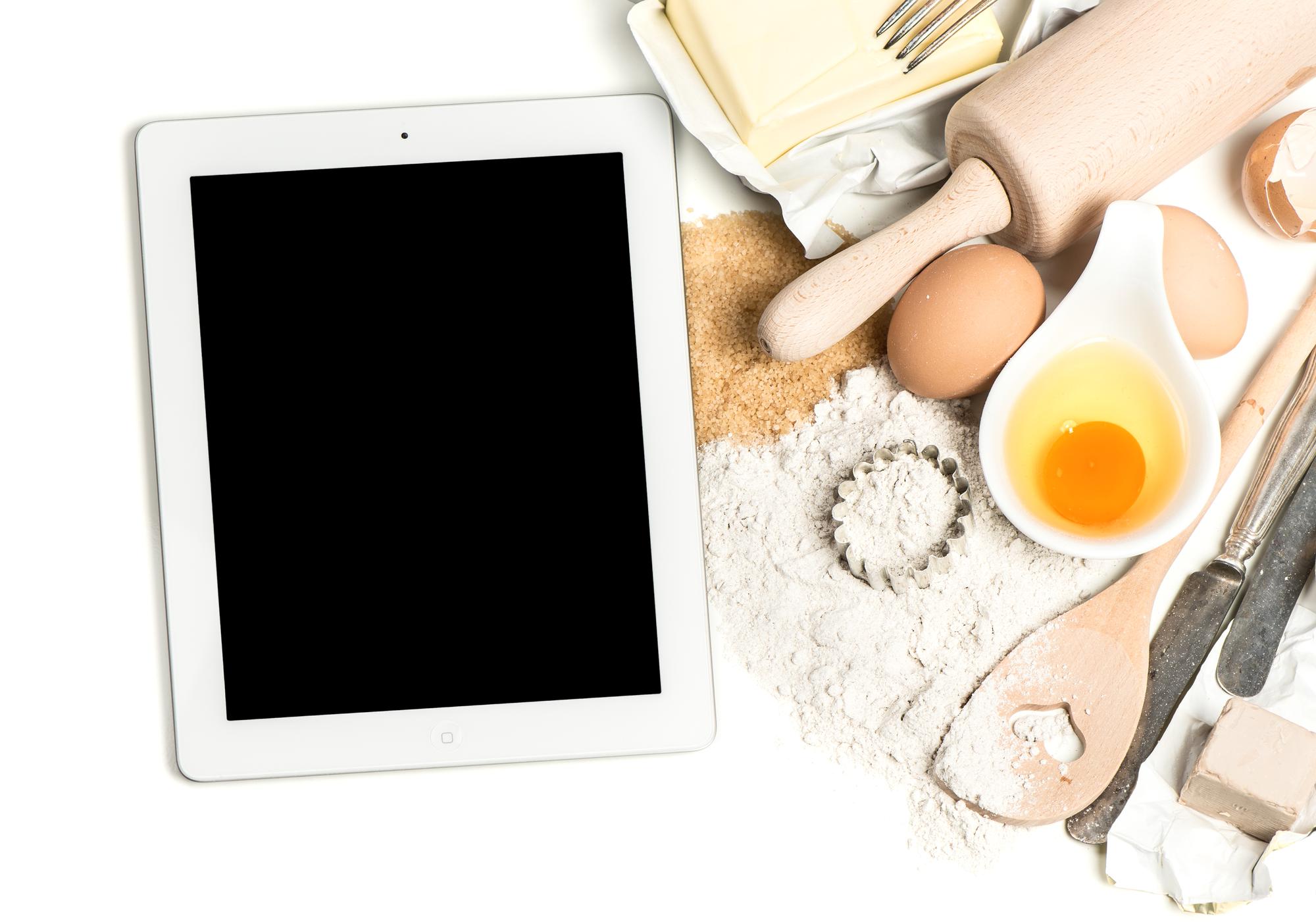 compact cooking workflow diagram on tablet